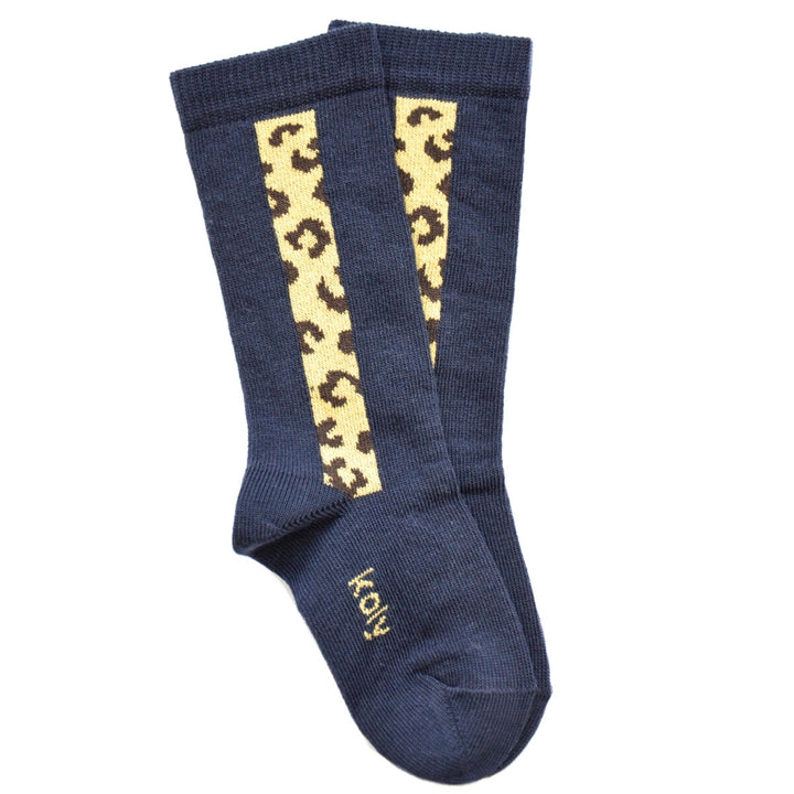 Baby Navy Blue Leopard Knee Socks