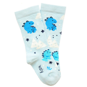 Little Blue Dino Knee Socks