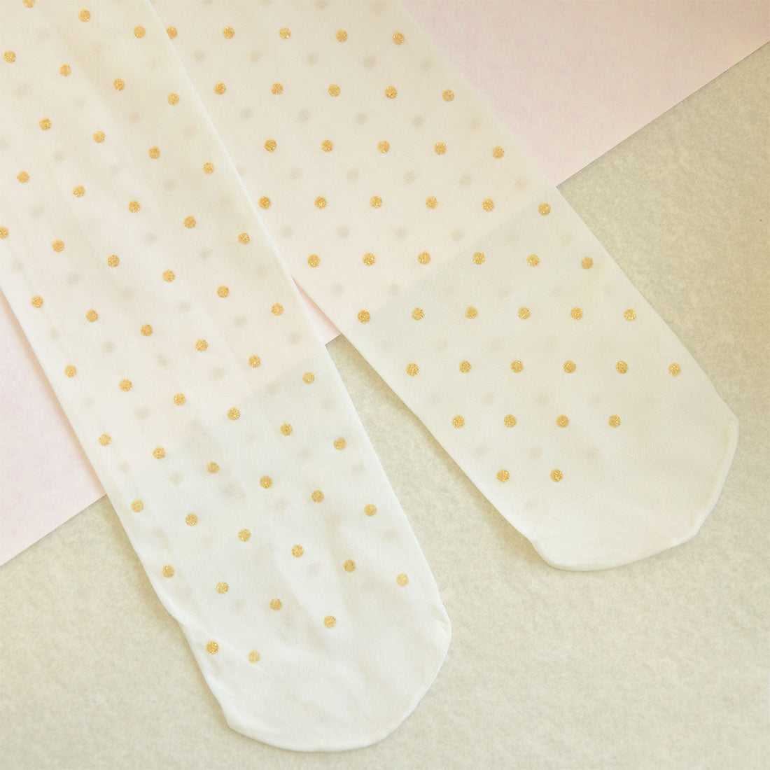 Lily May Cream Baby Tights with Dots