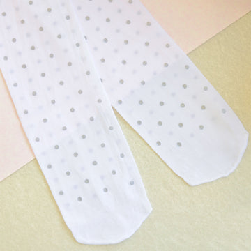 Lily May White Girl Tights with Dots