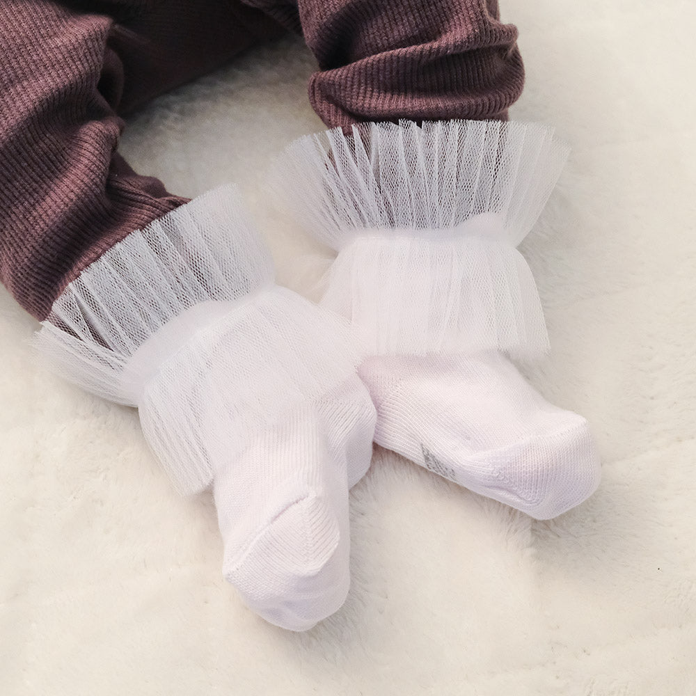 White Baby Ankle Socks with Tulle