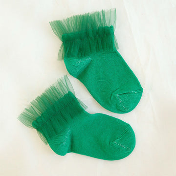 Green Ankle Socks with Tulle