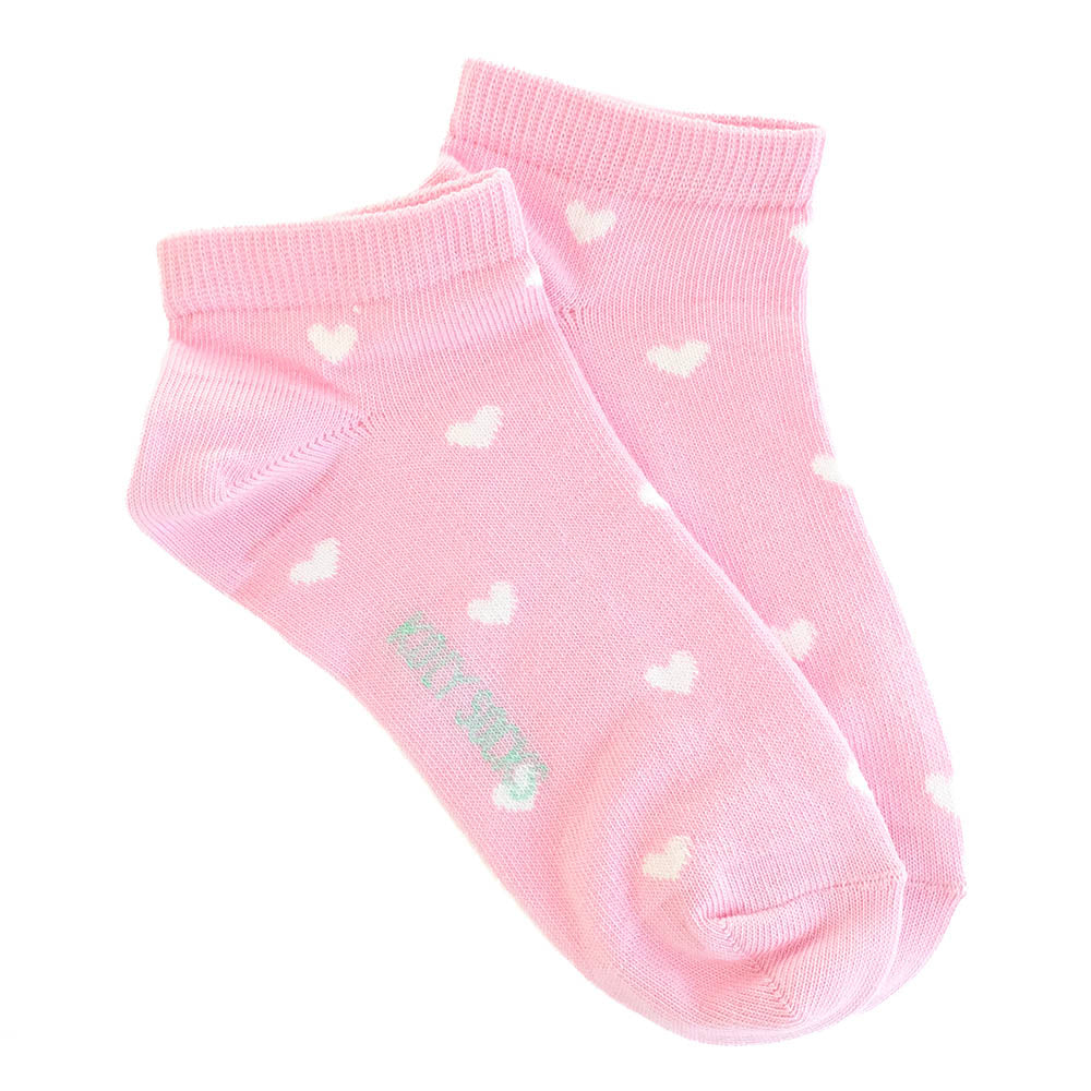 Girls pink ankle socks with hearts