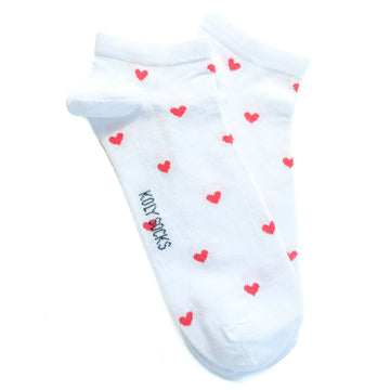 Women white ankle socks with hearts