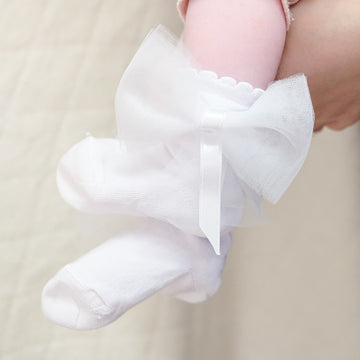 Formal Socks Tulle bow with Satin ribbon