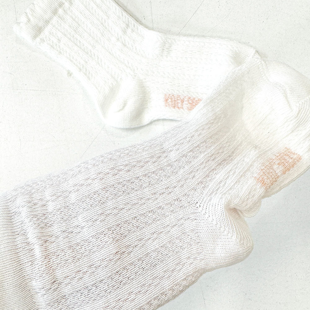 Cream Elegant Ribbed Socks