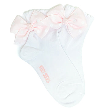 Socks with light pink bow