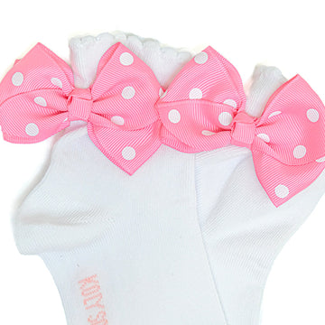 Socks with dark pink bow