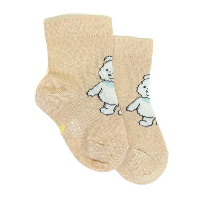 Beige Socks with playful Bear