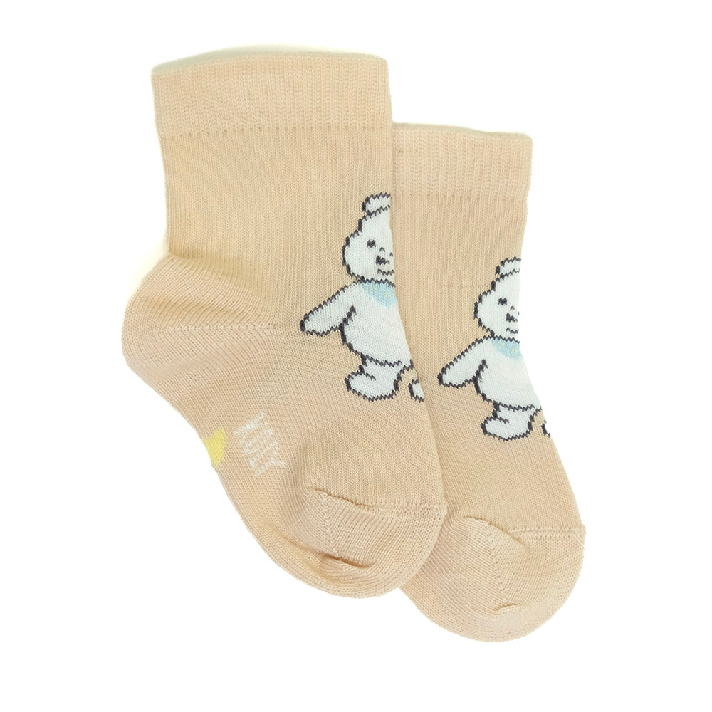 Beige Socks with playful Bear